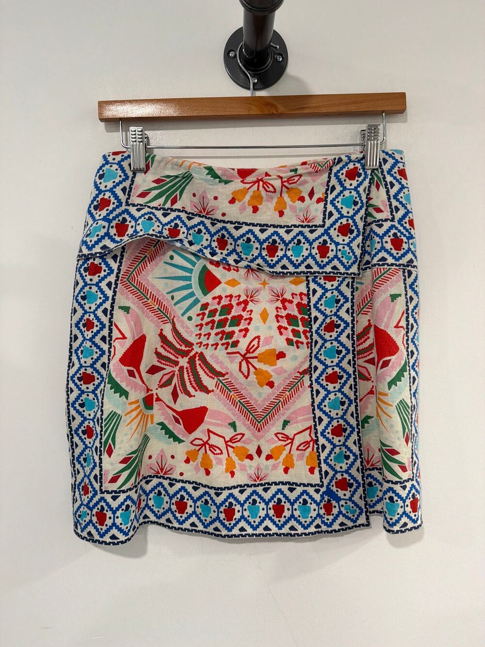 Farm Rio Skirt FARM for Anthropologie Skirt Embroidered Wrap Mini Skirt Size S